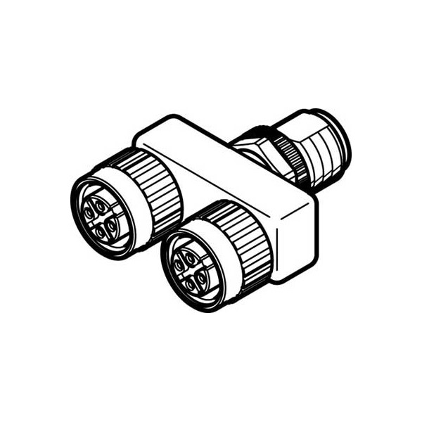 Push-In T-Connector NEDU-M12D4-M12T4-IS